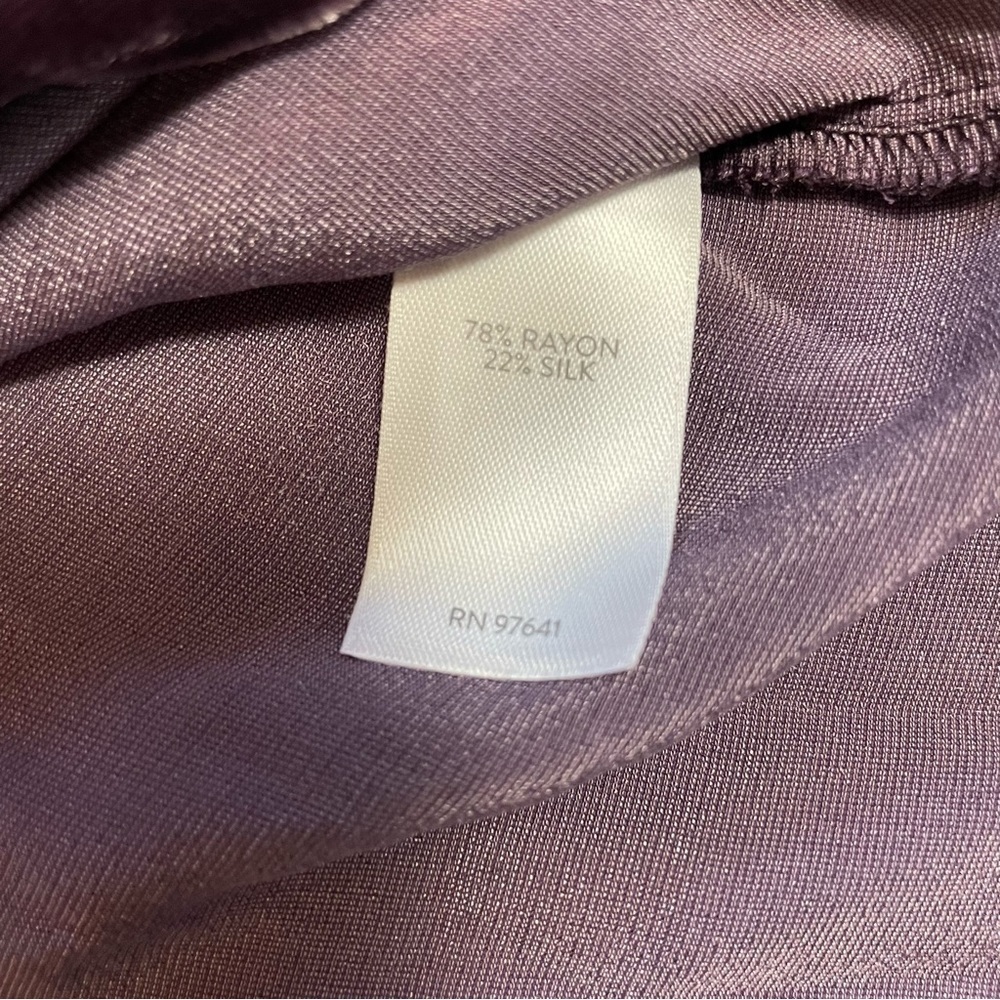 NWT New $199 J. Jill Rayon Silk Velvet Long Sleeve Dark Fig Purple Top Size M - Picture 9 of 10